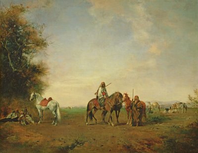 Rastplatz der arabischen Reiter auf der Ebene, 1870 von Eugène Fromentin